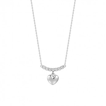 COLLANA DONNA IN ACCIAIO CON CUORE E ZIRCONI BIANCHI