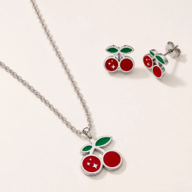 Niah Collana e Orecchini Cherry Acciaio