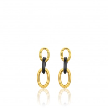Luca Barra Orecchini Donna in Acciaio e Pvd Nero e Pvd Dorato